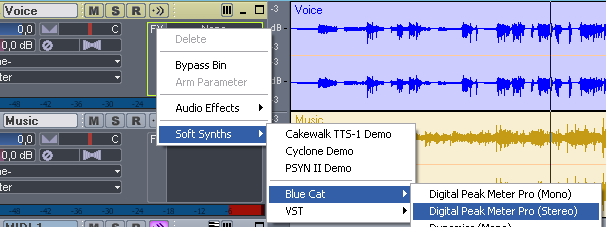 Step 02 - Insert the Digital Peak Meter Pro (DPMP) on the voice track